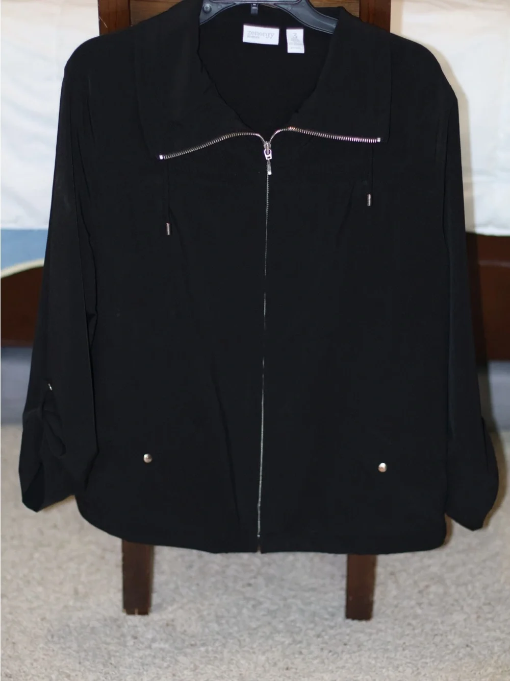 Chico's Black Zip-Front Track Jacket